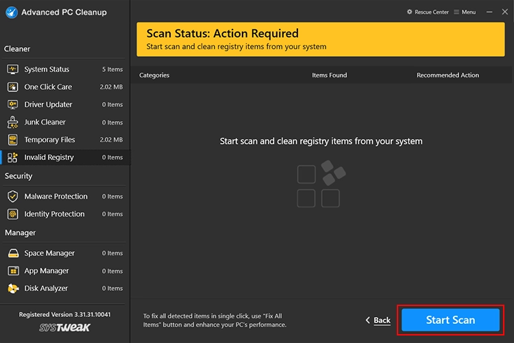 Invalid Registry