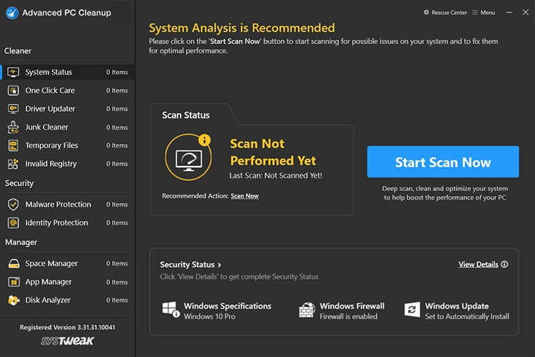 Launch Advanced PC Cleanup