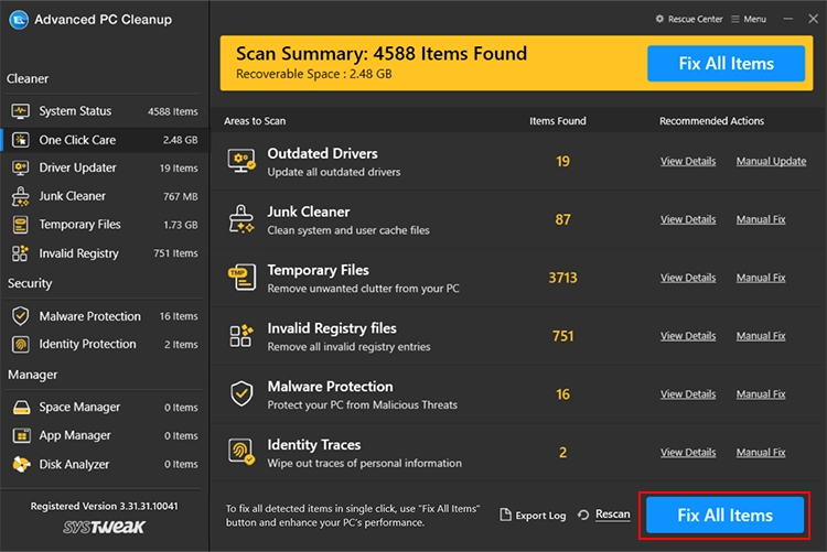 Show the detected errors.