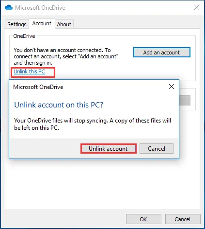 click Unlink account