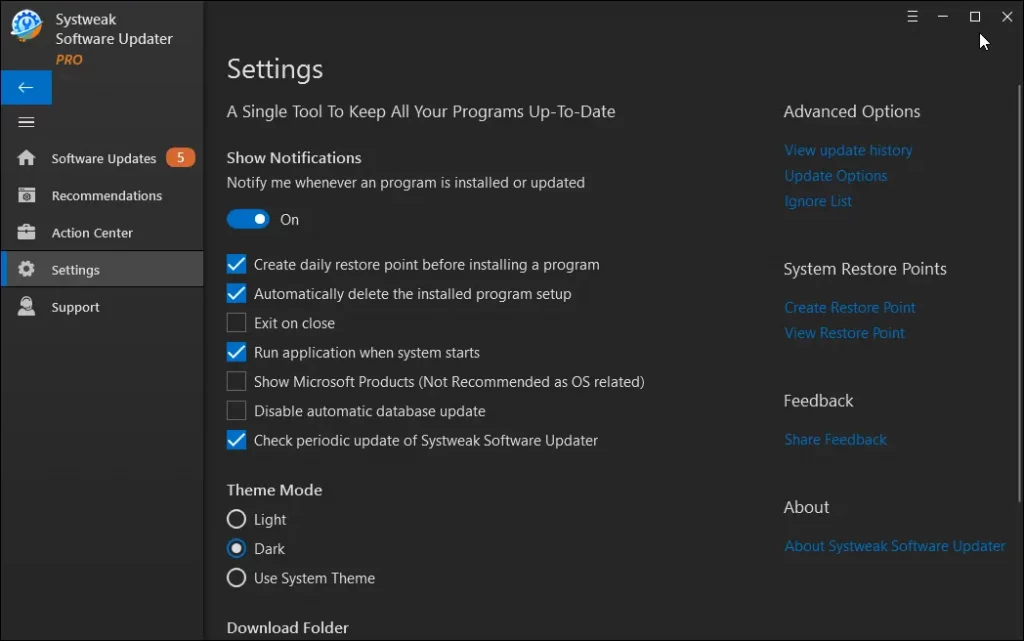 default Systweak Software Updater