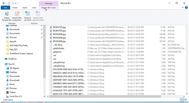 deleted files