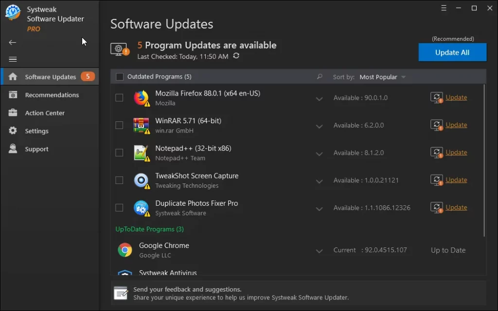 list of all installed software