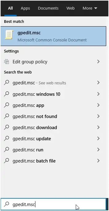 search gpedit.msc