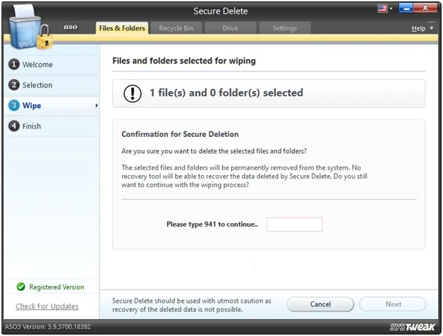 ASO file folder select