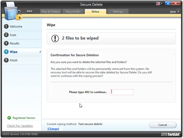 aso file wipe