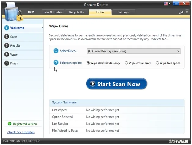 aso wipe drive