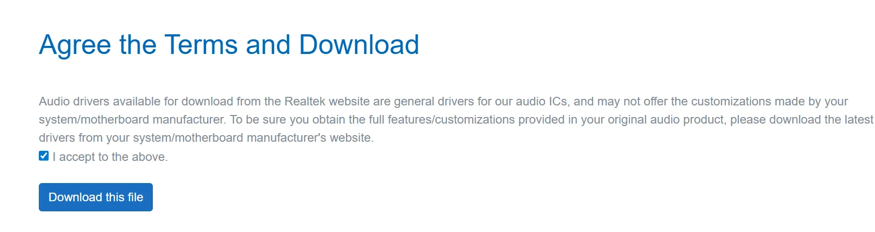 Agree terms and download