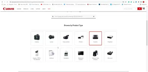 canon website scanner tab