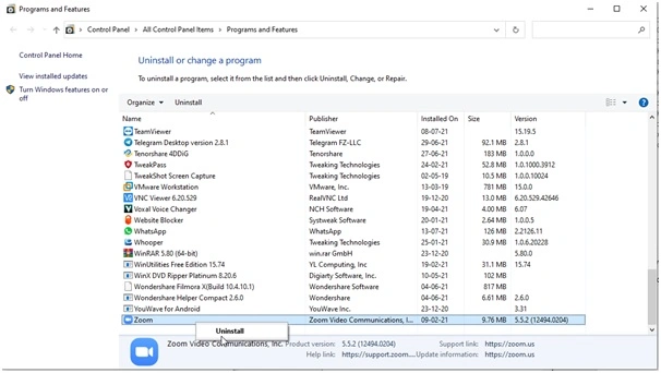 program and feature