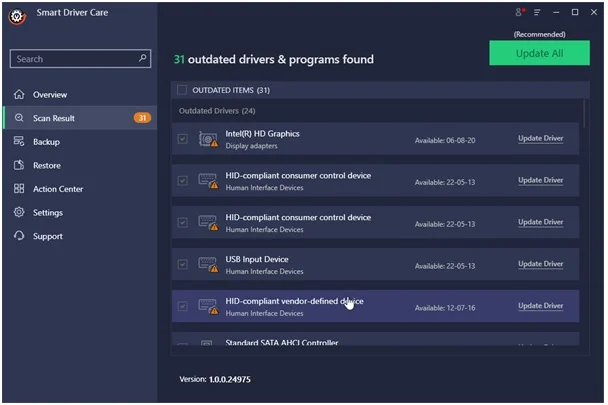 Outdated missing driver
