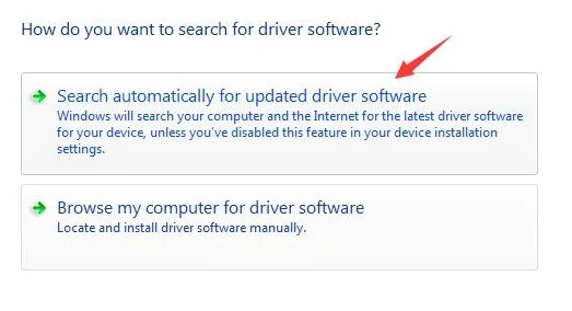 Search automatically for updated driver software