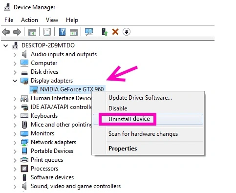 uninstall device