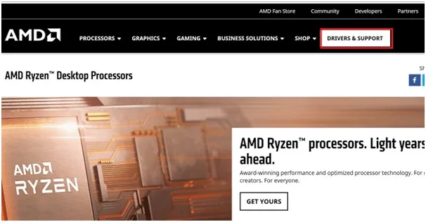 AMD DRIVERS & SUPPORT section
