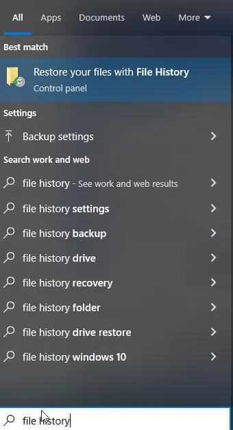 restore file and file history