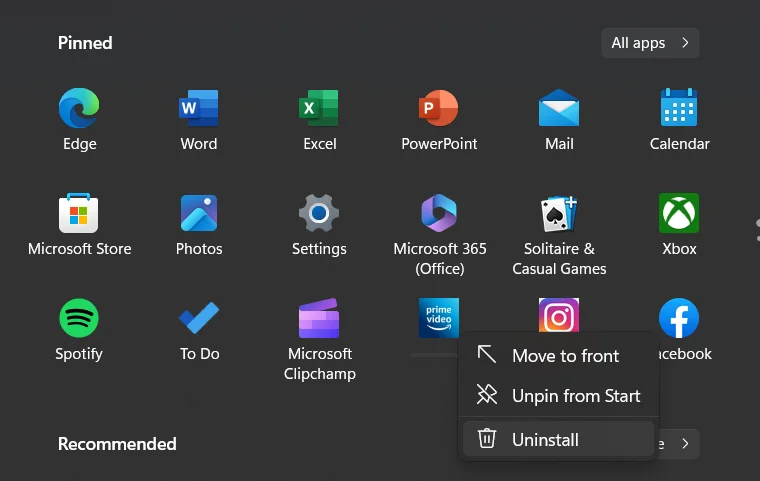 Start menu