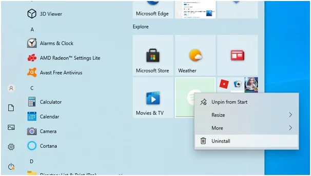 startup menu