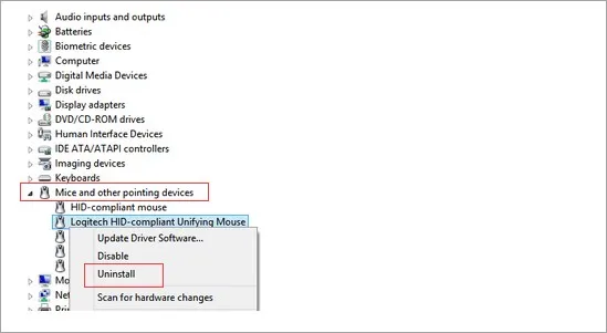 uninstall devices