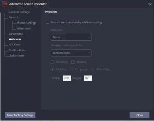 webcam option