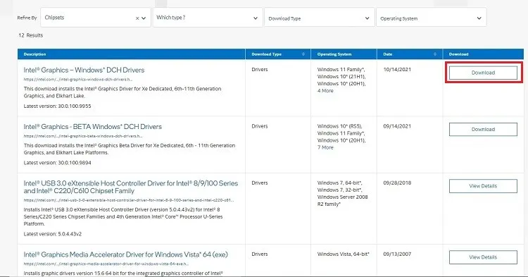 Chipset specification