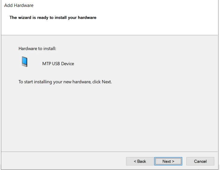 MTP USB Device Wizard