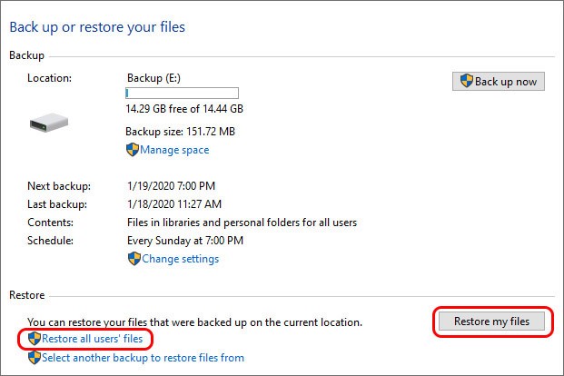 Restore my files