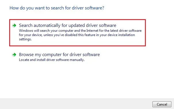 Search automatically for drivers