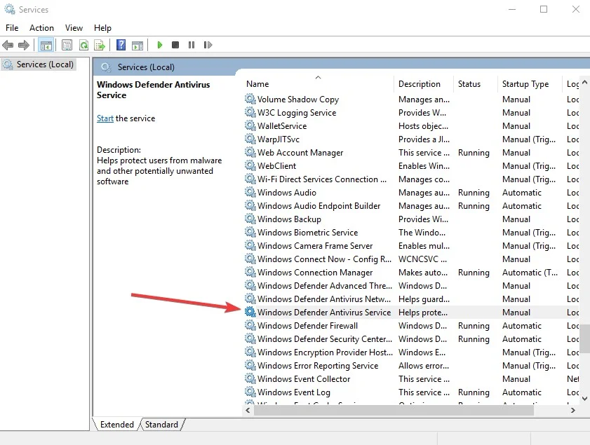 Windows Defender Antivirus Service