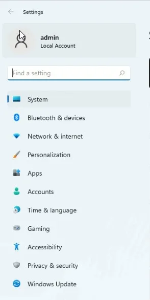 open setting