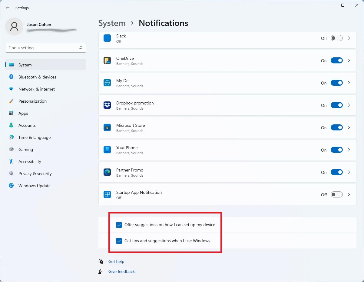 Disable app notification
