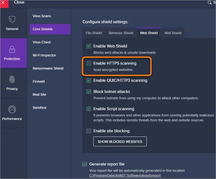 Enable HTTPS Scanning