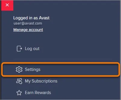 select setting tab
