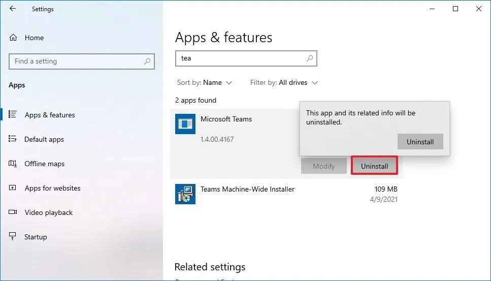 Select Uninstall