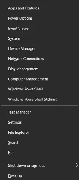 Click on Power menu