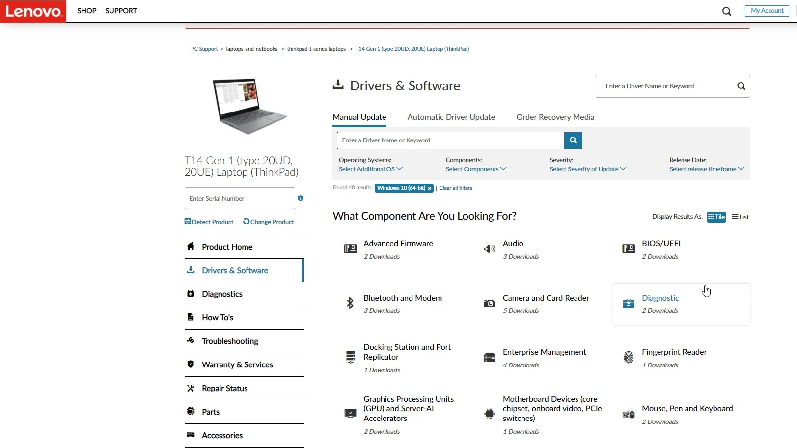 Select driver category lenovo