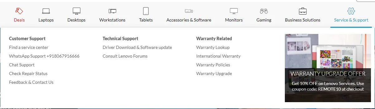 official Lenovo website.