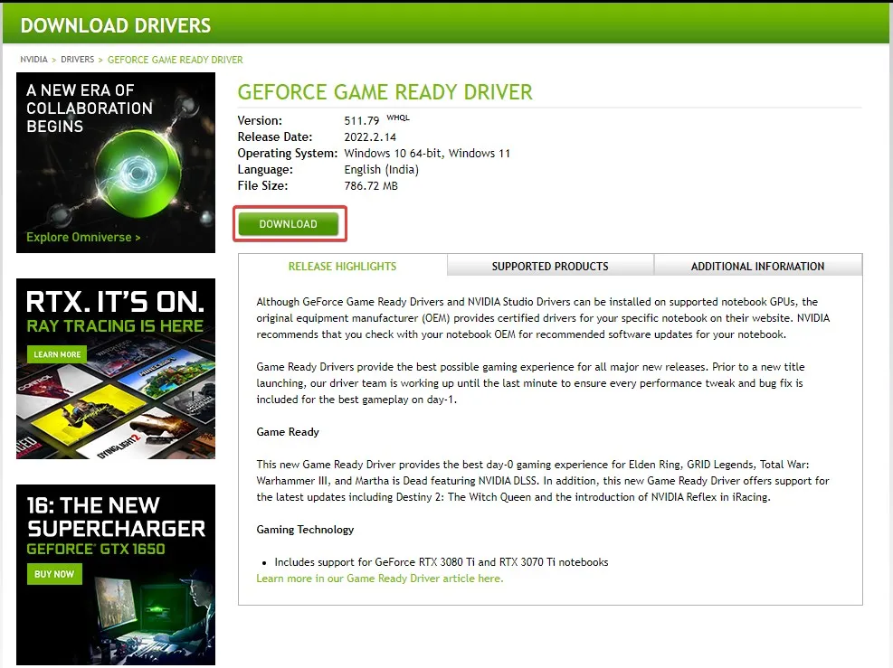 search nvidia drivers