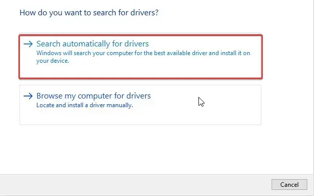 Search automatically for drivers