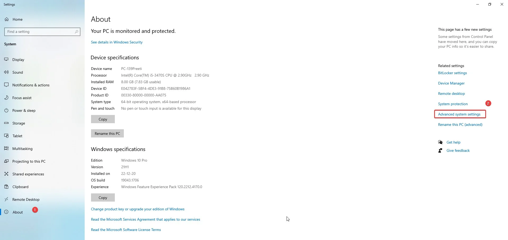 Advanced System Settings