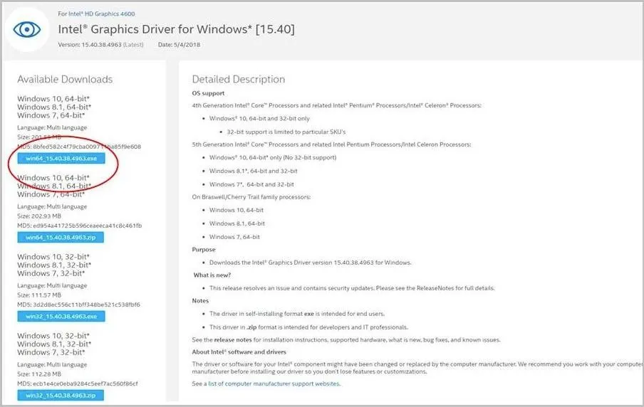 Download-intel-driver