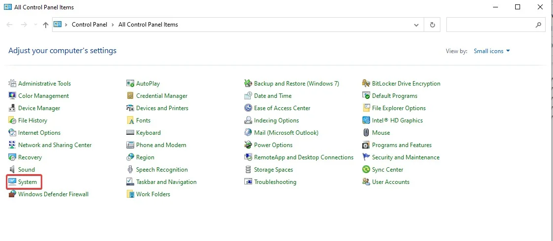Go to system option