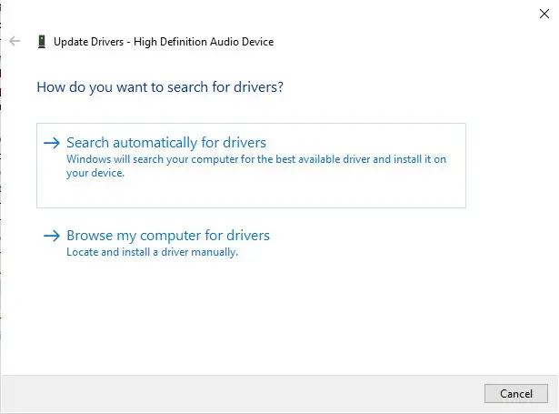 Search automatically for drivers