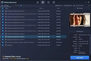 Select images want to recover and click “RECOVER