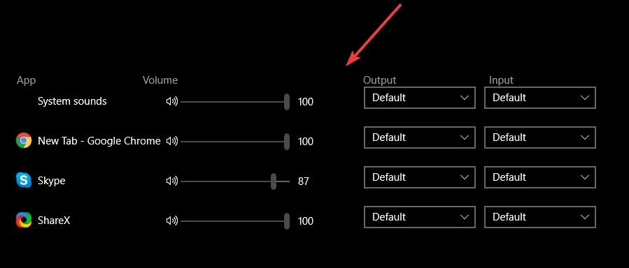 output and input options are correctly chosen