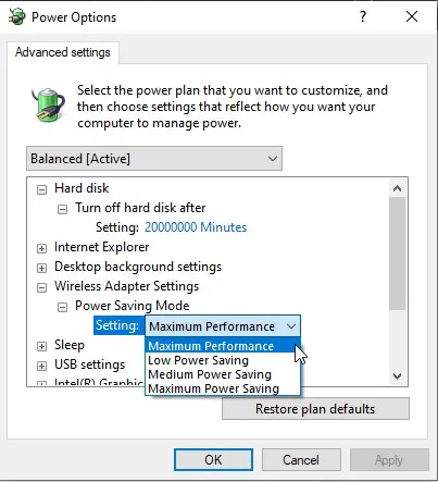 Select Maximum Performance in Setting