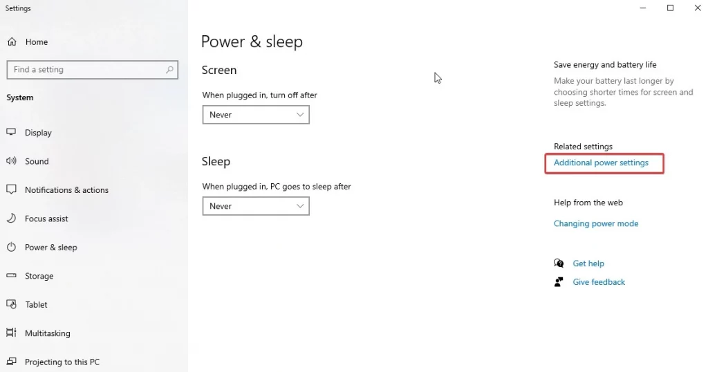 windows power & sleep