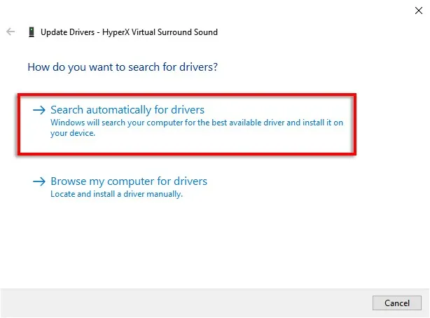 Search automatically for drivers