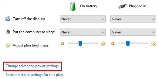 advanced power settings