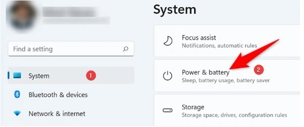 choose Power & battery