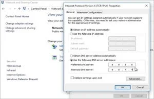 DNS server field